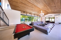 Pool table in spacious living area